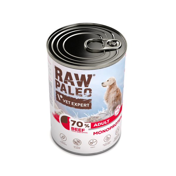 RAW PALEO ADULT DOG BEEF 12x400g - mokra karma dla psów dorosłych monoproteina z wołowiną