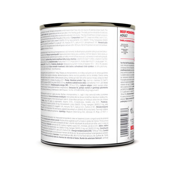 RAW PALEO ADULT DOG BEEF 6x800g - mokra karma dla psów dorosłych monoproteina z wołowiną