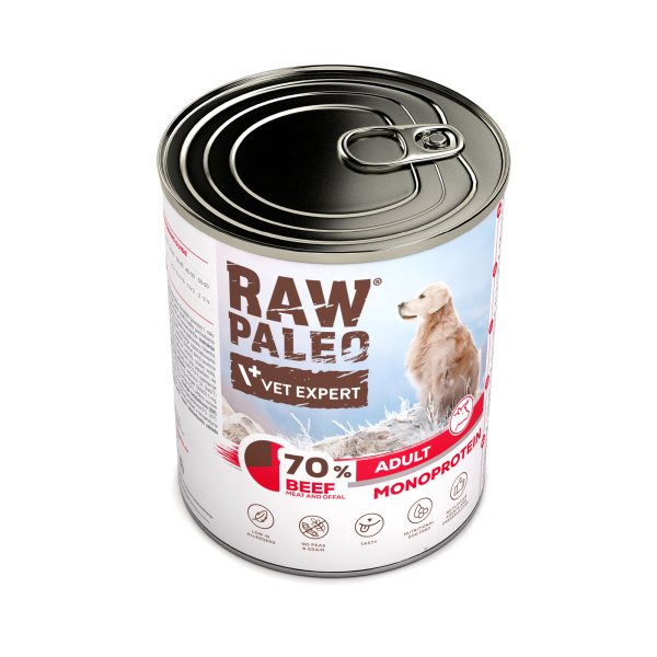 RAW PALEO ADULT DOG BEEF 6x800g - mokra karma dla psów dorosłych monoproteina z wołowiną