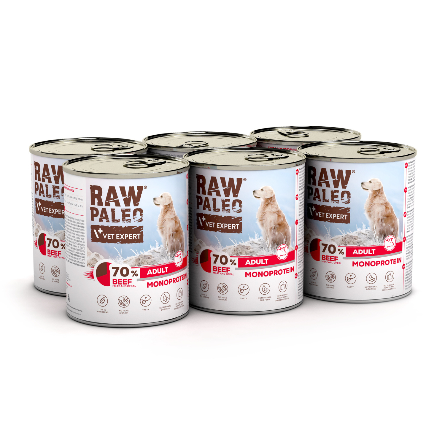 RAW PALEO ADULT DOG BEEF 6x800g - mokra karma dla psów dorosłych monoproteina z wołowiną