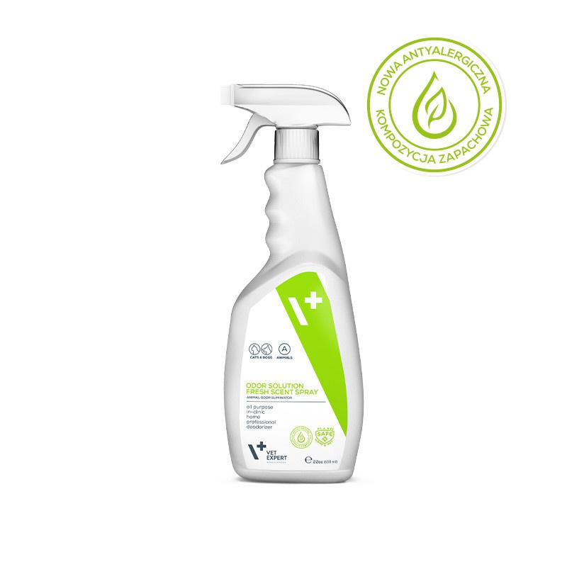 VET EXPERT ODOR SOLUTION FRESH SCENT SPRAY ANIMAL ODOR ELIMINATOR - neutralizator zapachów dla psów i kotów 650 ml