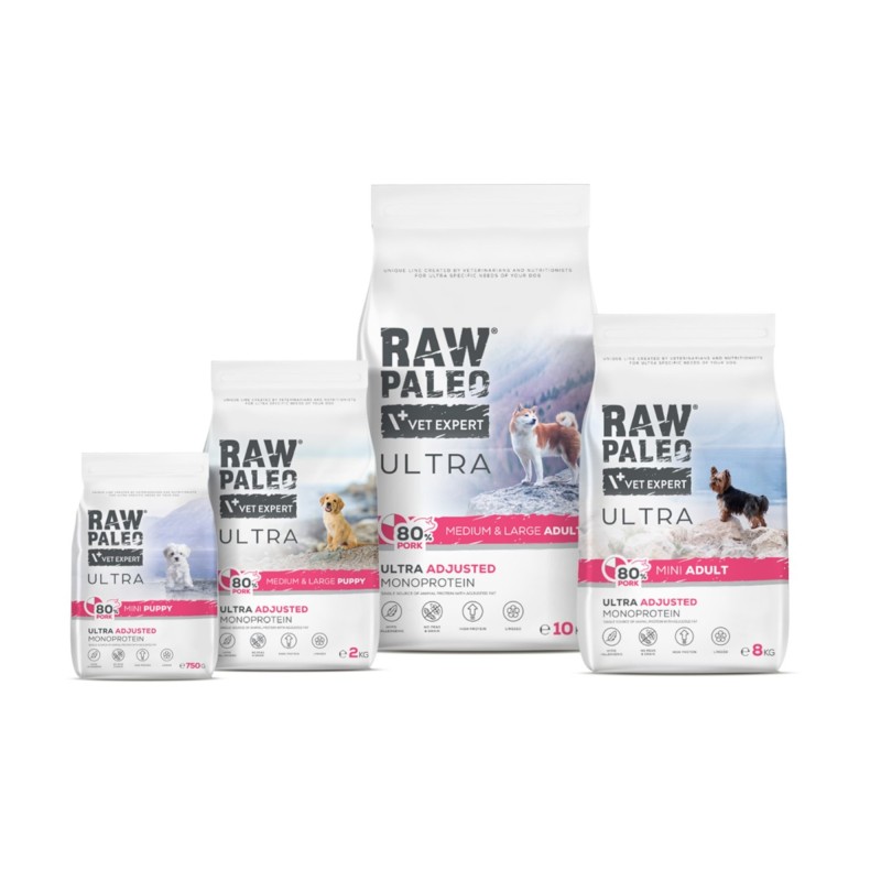 RAW PALEO ULTRA PORK PUPPY MEDIUM/LARGE - sucha karma z wieprzowiną dla szczeniąt ras średnich i dużych (Wielkość opakowania: 14kg)
