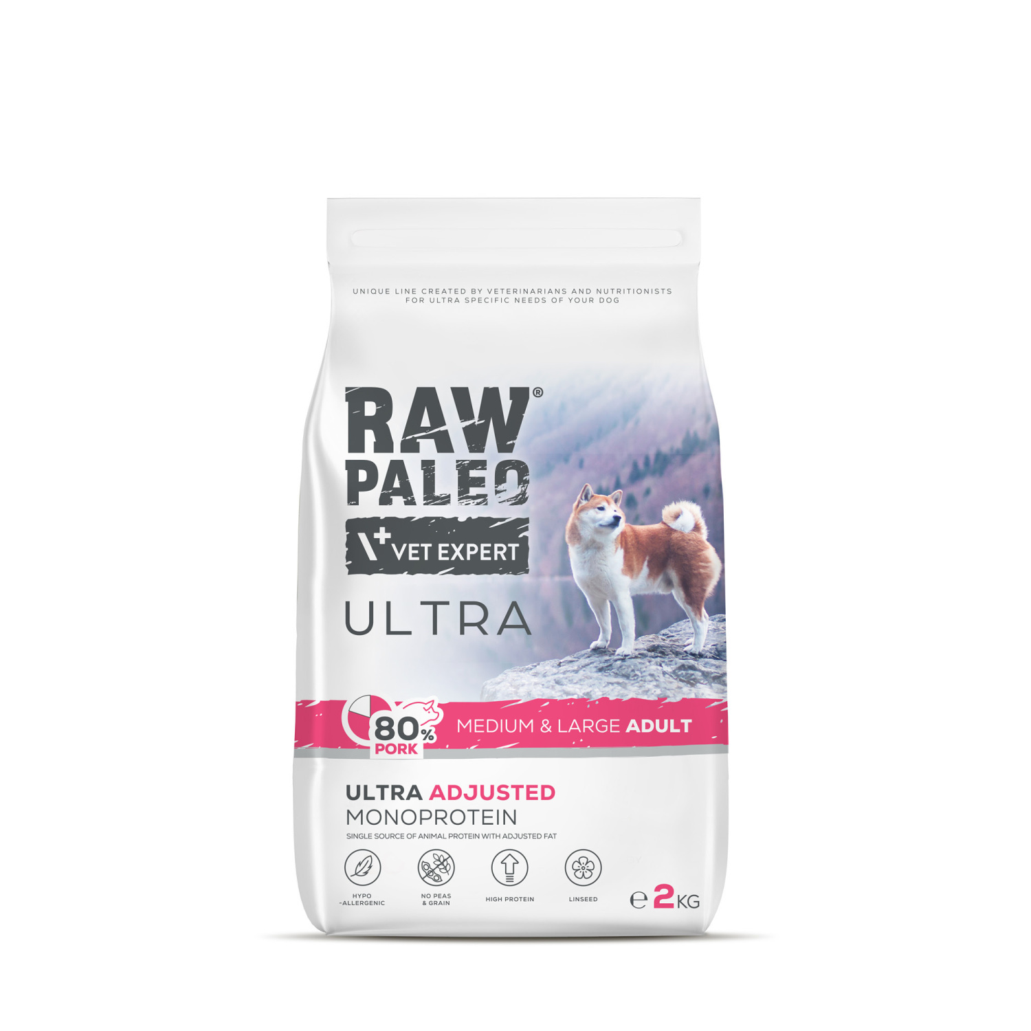 RAW PALEO ULTRA PORK ADULT MEDIUM/LARGE - sucha karma z wieprzowiną dla psów dorosłych ras średnich i dużych (Wielkość opakowania: 14kg)