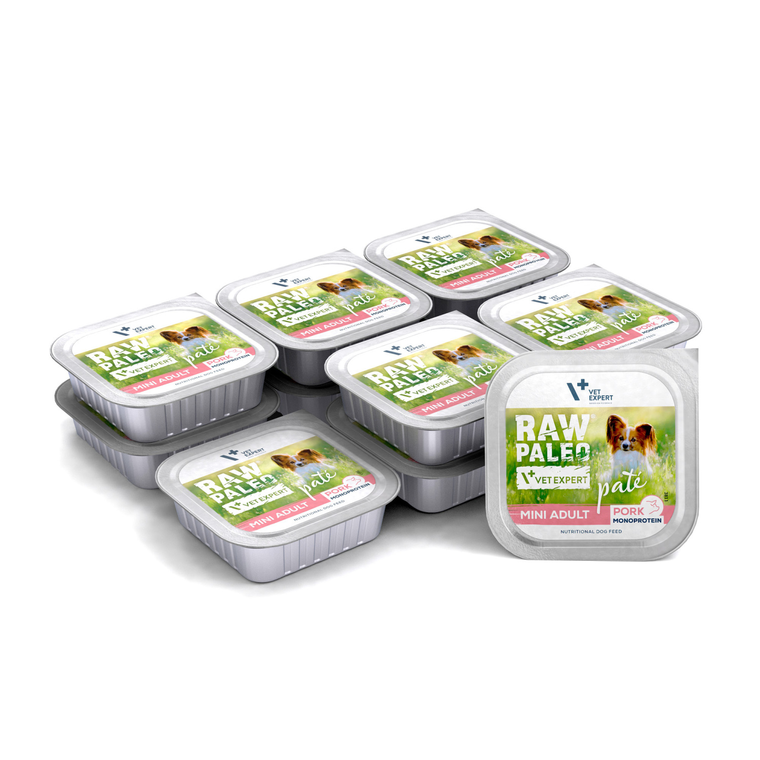 RAW PALEO PORK PATE MINI ADULT 12x150g - mokra karma dla psów dorosłych - wieprzowina