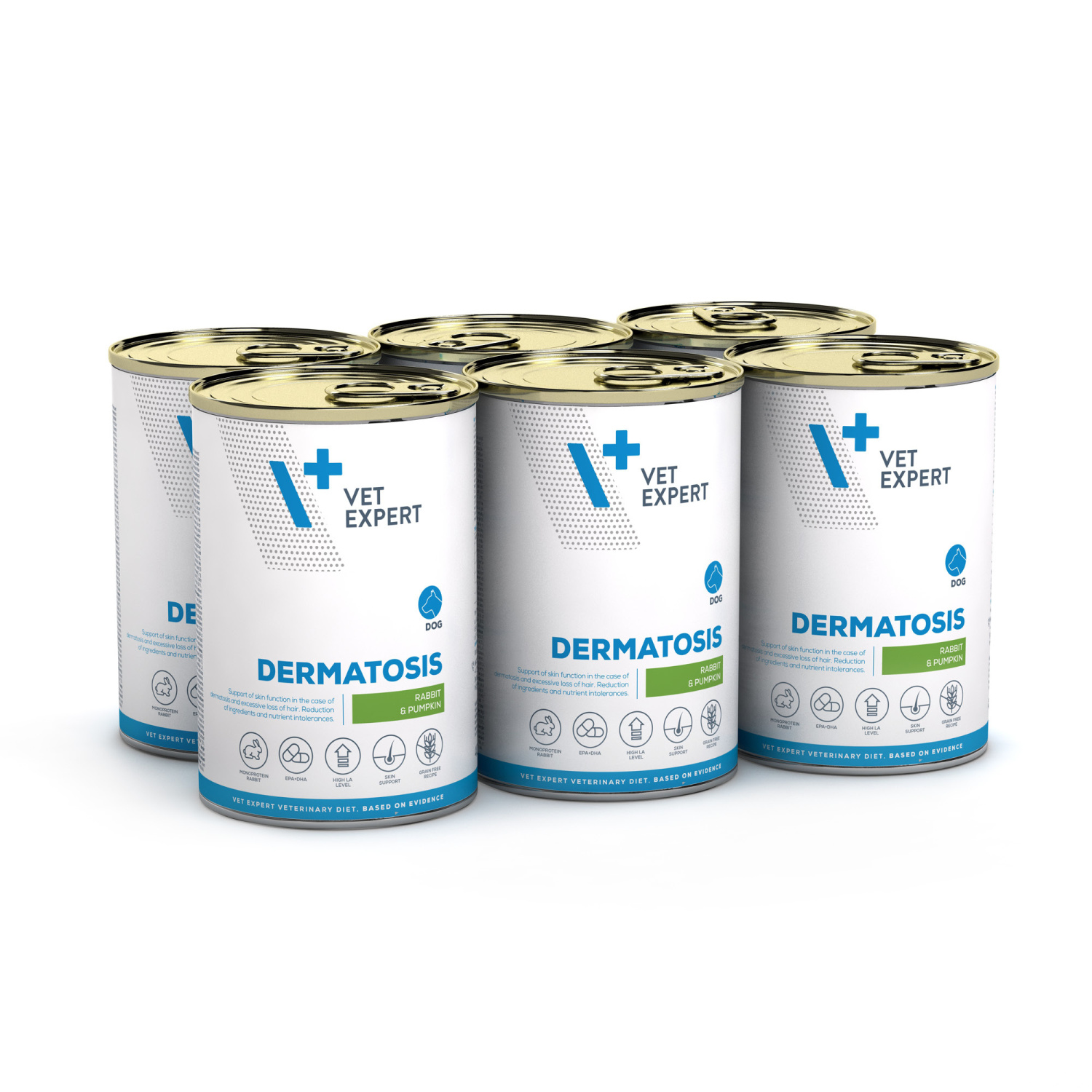 VET EXPERT DERMATOSIS RABBIT&PUMPKIN 6x400g  - mokra karma weterynaryjna dla psów