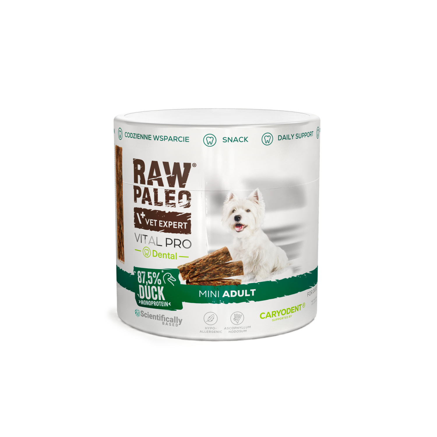 RAW PALEO Vital Pro Dental Duck Mini 100g - hipoalergiczny monoproteinowy przysmak funkcjonalny - baton dla psa